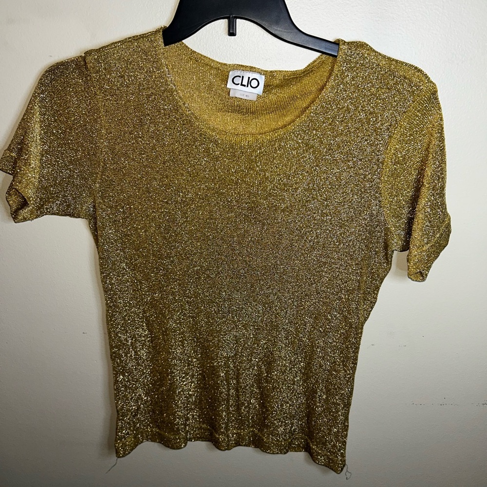 Clio Glittering Gold Short Sleeve Top